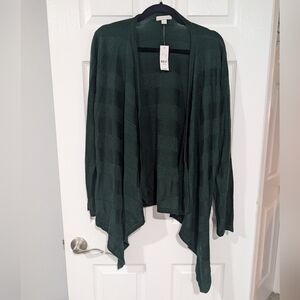 NWT New York & Company Dark Green Open Front Long Sleeve Cardigan Size XL